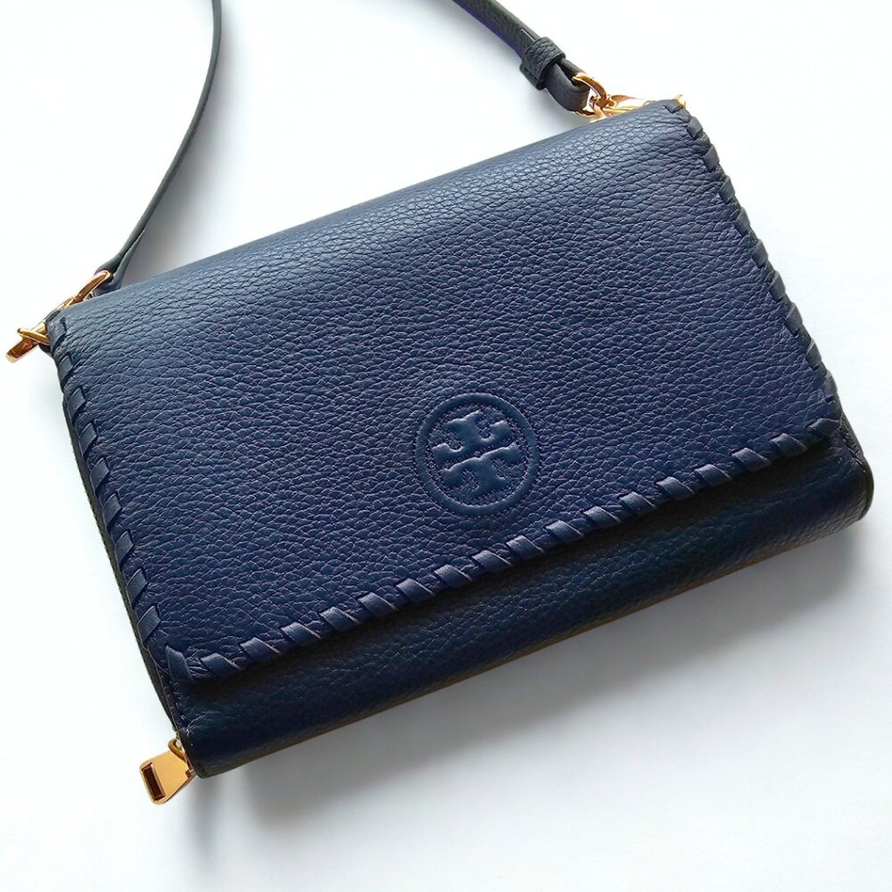 Tory Burch Marion Flat Wallet Crossbody Bag - Navy Blue - EXCELLENT!